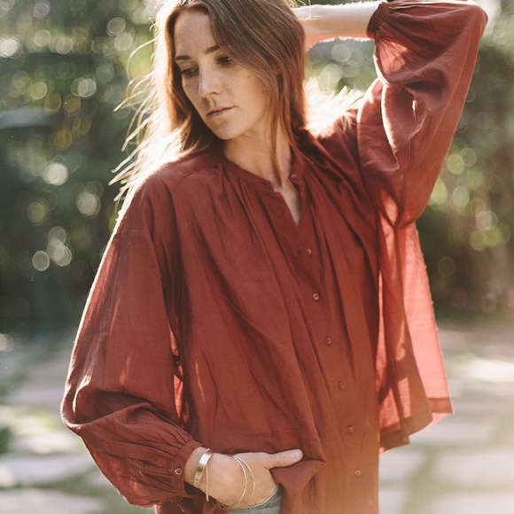 Doen Jane Blouse in XS, Dark Red - Picture 1 of 5